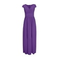 thumbnail image 4 of Vestido de noche de gasa de manga corta y cuello en V para mujer, color liso, cierre en la cintura, para uso diario/ocasional, tallas S-XXL, 4 of 5
