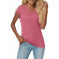 thumbnail image 6 of KLHDSF Womens Summer Tops Soft V Neck Short Sleeve Tee Summer Casual Stretchy Daily Basic Top Watermelon Red XL, 6 of 6