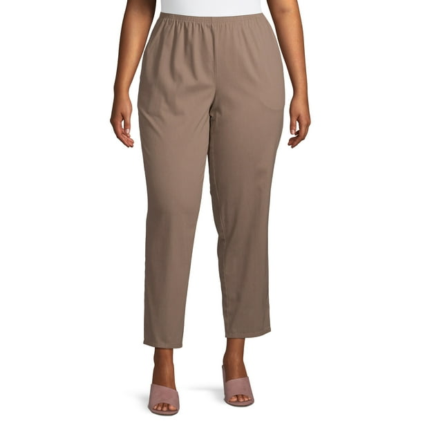 Just My Size Womens Plus Size 2 Pocket Pull on Stretch Woven Pants