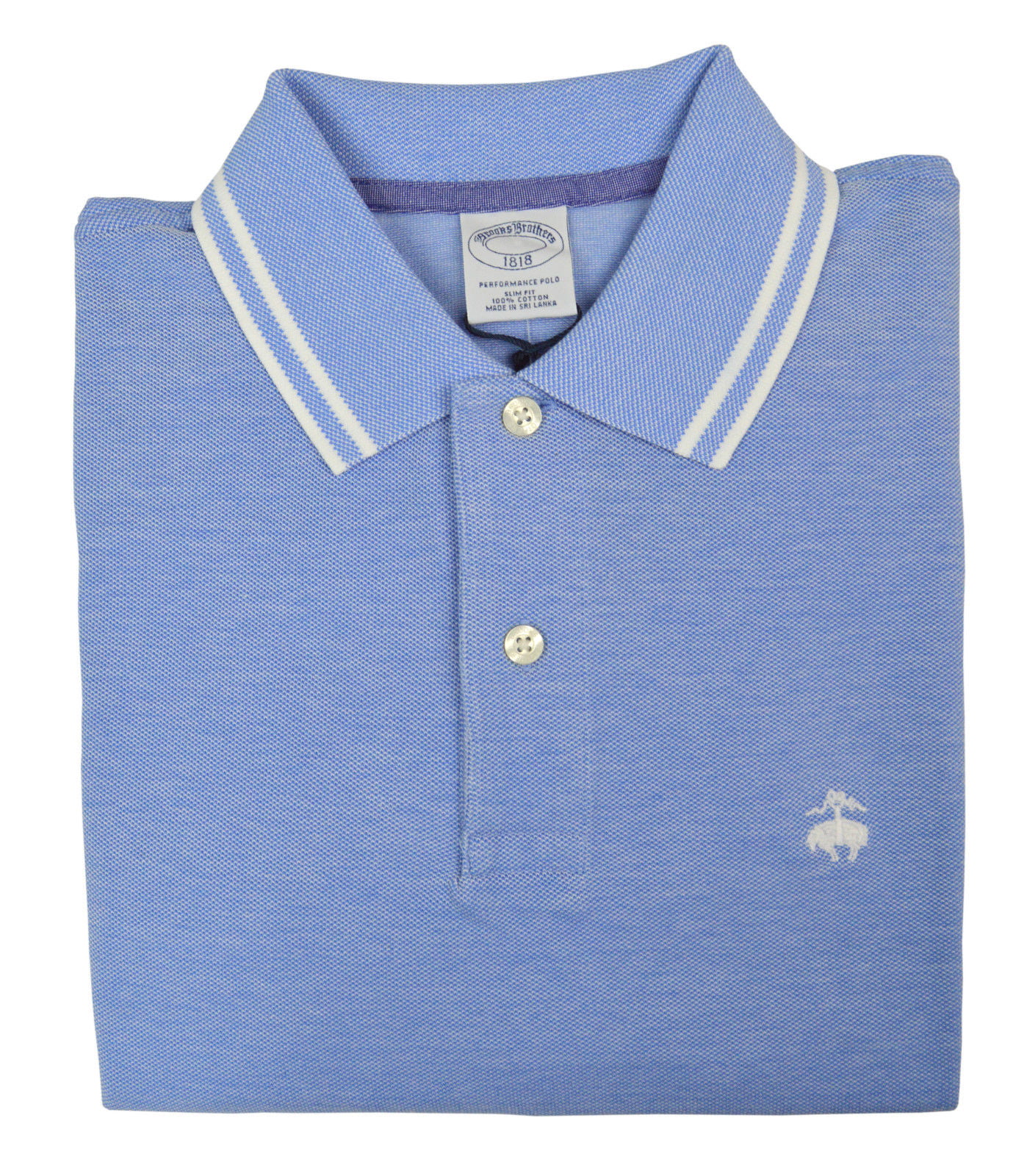New Brooks Brothers Mens Blue Striped Collar Slim Fit Polo Shirt 2XL ...