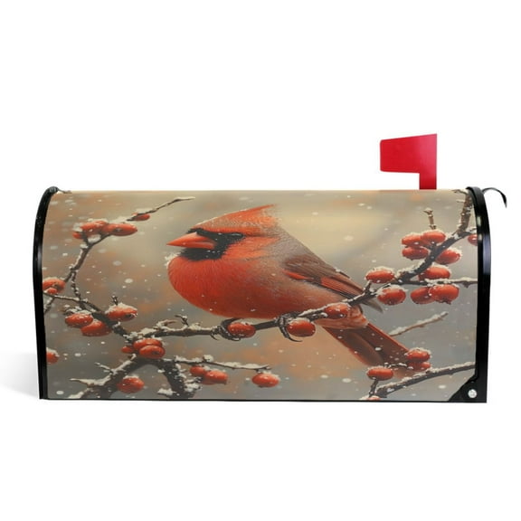 Ryvnso Mailbox Cover Cardinal Winter Magnetic Mailbox Wrap Standard Size 21x18 Inch