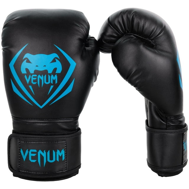 Guantes de boxeo Venum Contender de cuero sintético negro/cian
