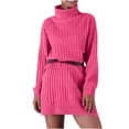 thumbnail image 2 of Babysbule Dresses For Women Ladies Fashion Pullover Turtleneck Solid Long Sleeve Jumper Sweater Casual Knitted Mini Dress, 2 of 6