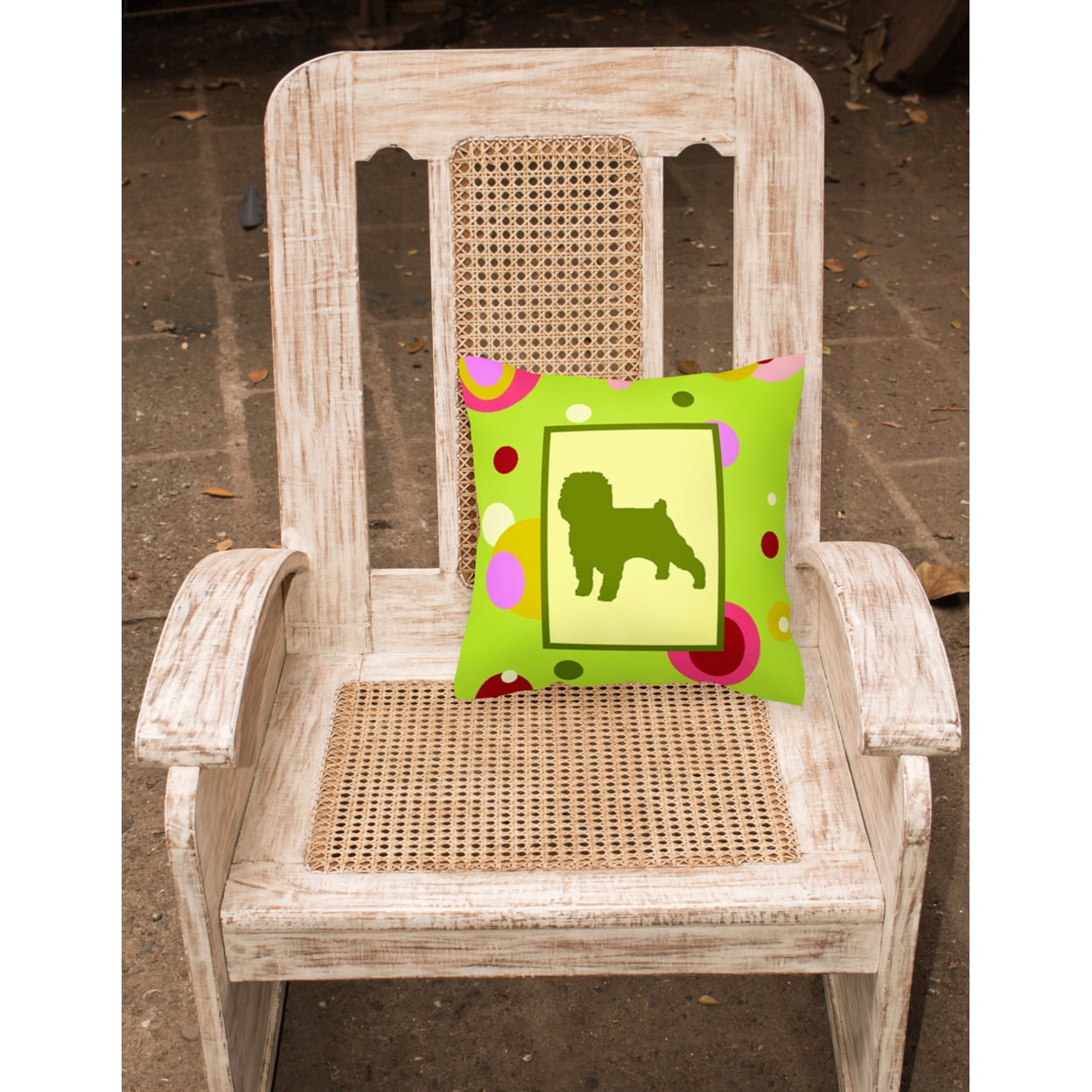 Green Fabric Decorative Pillow with Dog Silhouette