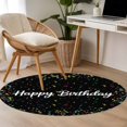 thumbnail image 5 of Round Area Rug 4ft,Colorful Happy Birthday Washable Carpet Non-Slip Runner Accent Rugs Indoor Floor Mat for Bedroom Living Room Decor,Black, 5 of 9
