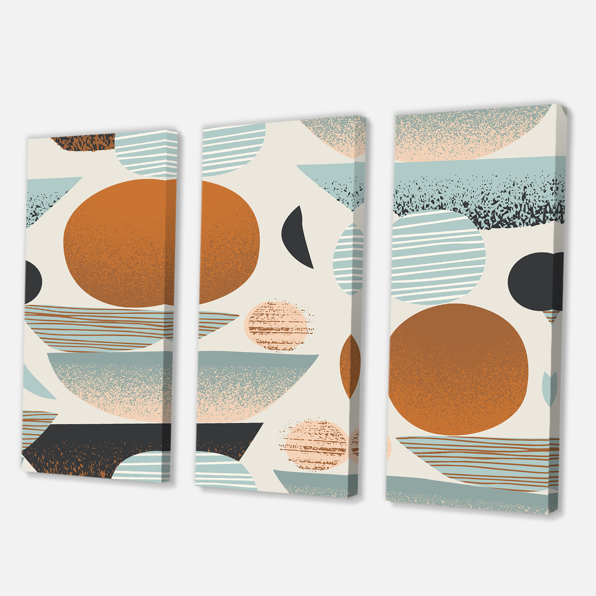 Designart ' Retro Shapes With Abstract Moons and Suns I ' Modern Canvas Wall Art Print