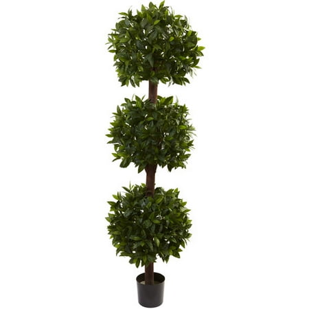 - Nearly Natural 6-1/2' Sweet Bay Triple Ball Topiary