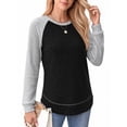 thumbnail image 2 of MOYIKO Color Block Long Sleeve Shirts for Women Crewneck Tunic Tops Casual Pullover Lightweight Sweaters Fall Outfits, 2 of 7