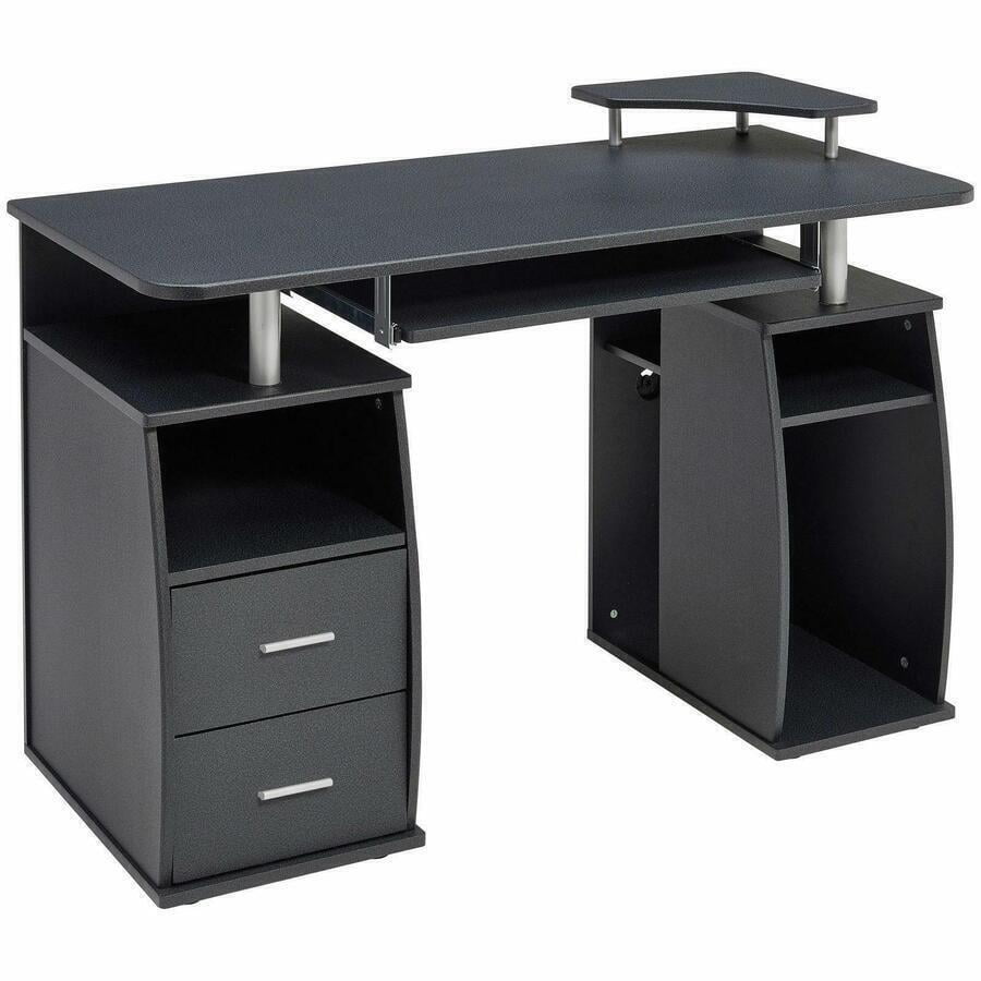 Black Computer Desk for PC, Laptop, Writing, and Workstation Use