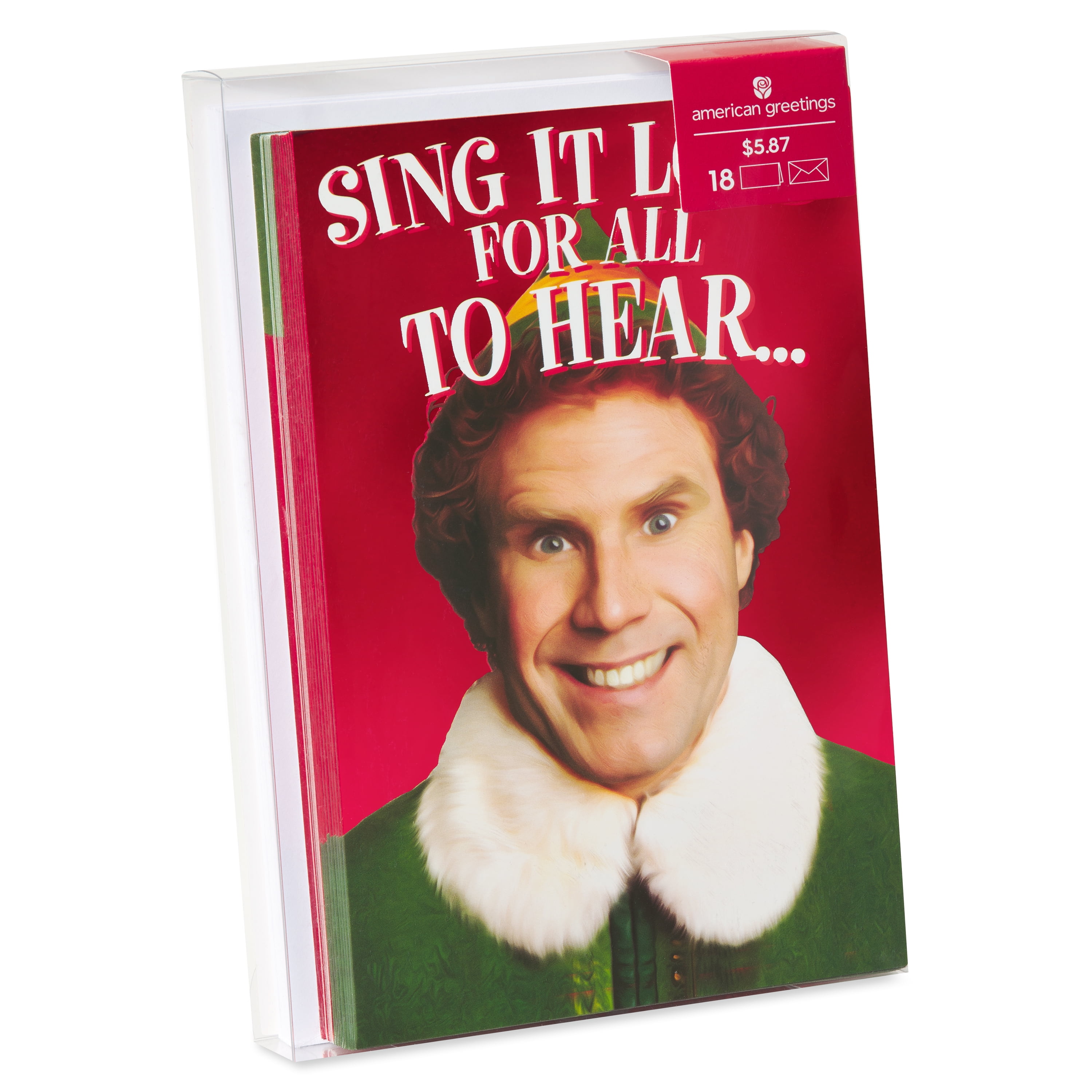 Warner Bros. American Greetings Christmas Boxed Cards Buddy (Sing it Loud) 18-count