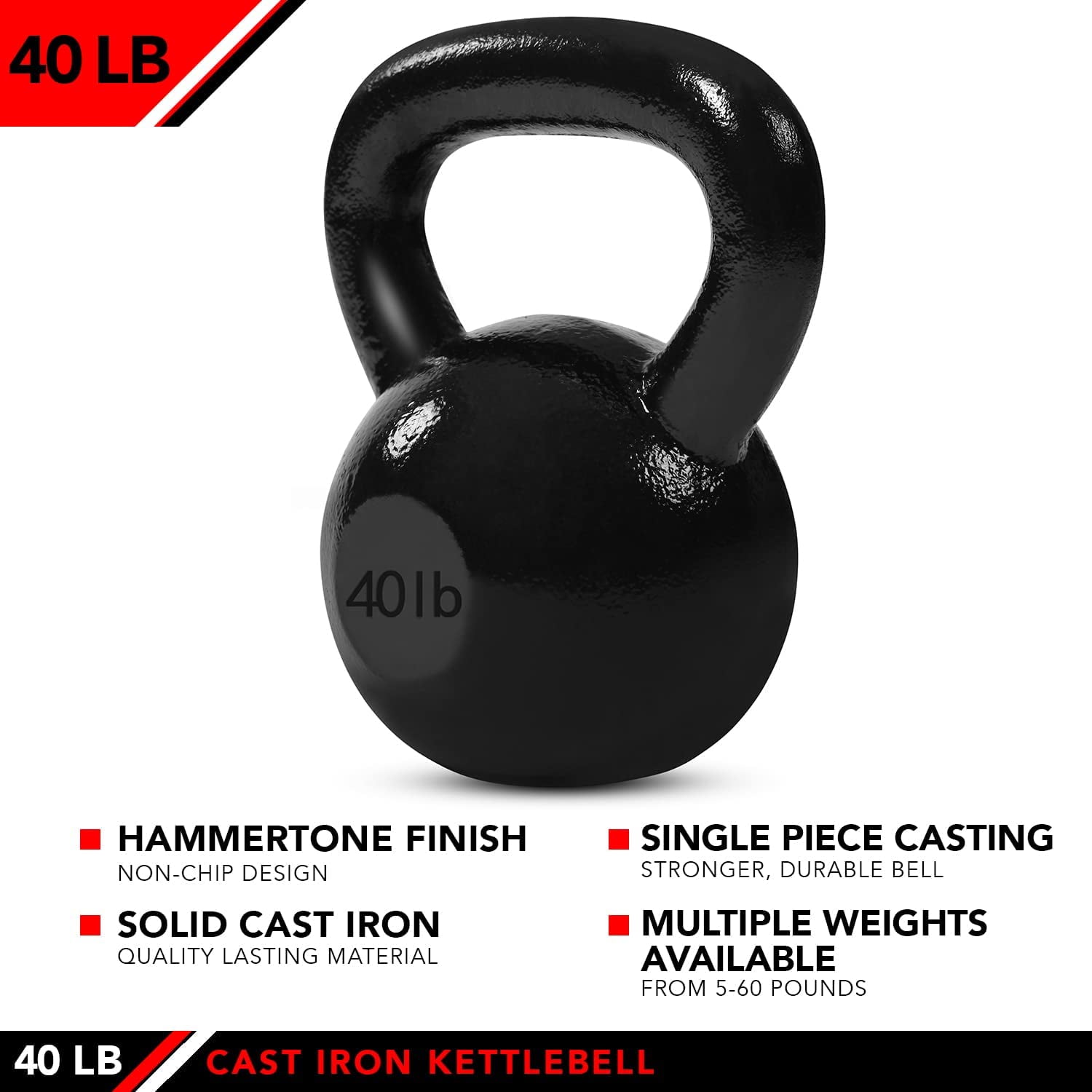 JFIT Kettlebell Weights Cast Iron, 40 LB