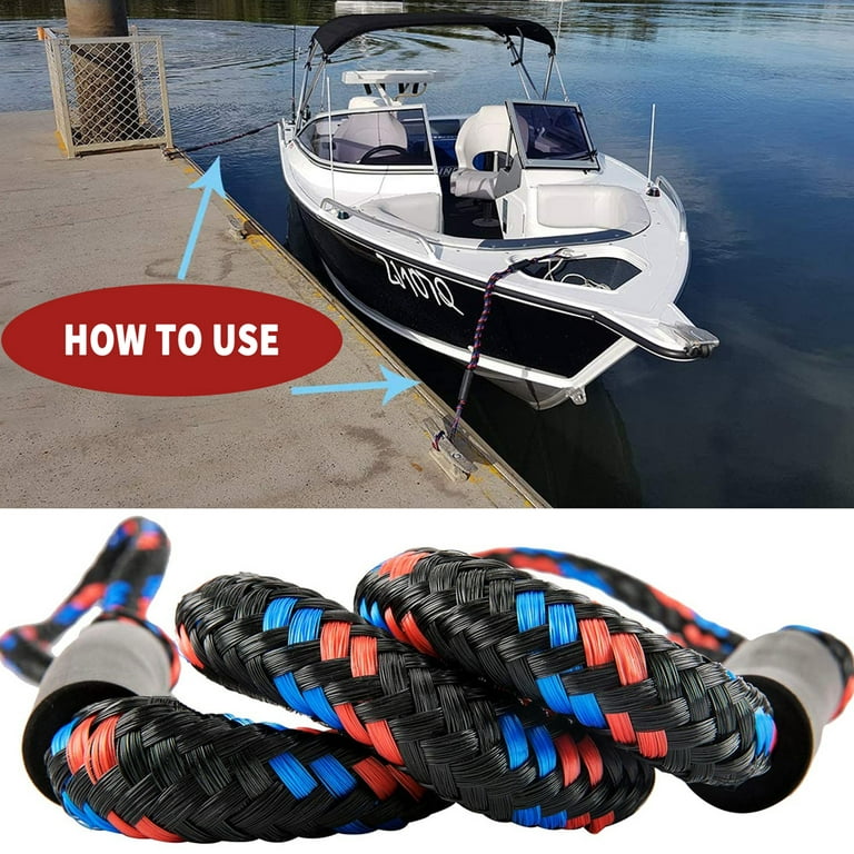 Originalsourcing 2 Pcs Boat Dock Lines, 48in Bungee Dock Lines without Hook  Double Braided Mooring Lines Boat Accessories, Christmas Gifts