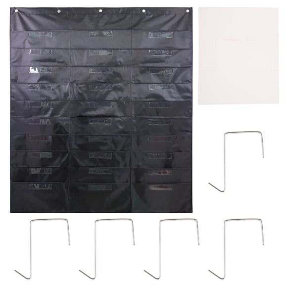 Yokua Hanging Wall Files Organizer 30 Pockets, Office Bill Holder with 5 Hangers