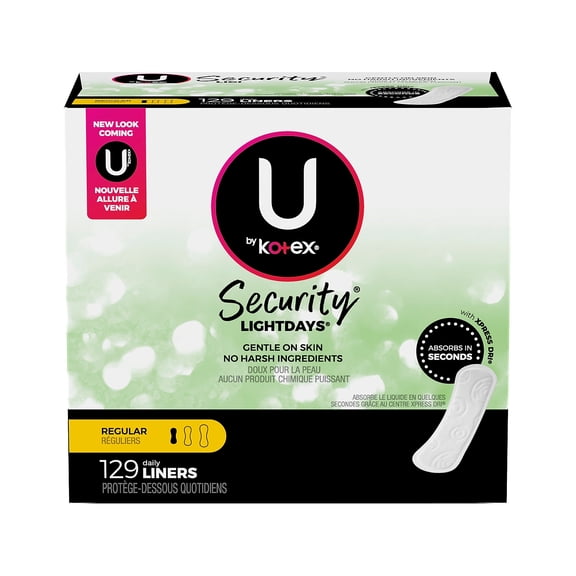 U by Kotex Security Lightdays Liners, Unscented, 129/Pack