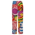 thumbnail image 6 of Candy Pattern Rainbow Lollipop Winter Female Pants Flannel High Waist Women Pants Lady Warm Straight Leg Plush Trousers, 6 of 7