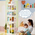 thumbnail image 6 of Homieasy Rotating Bookshelf, 360 Display Wood Spinning Bookshelves, 5 Tier Floorstanding Narrow Bookcase, Corner Bookshelf for Small Space, White, 6 of 7
