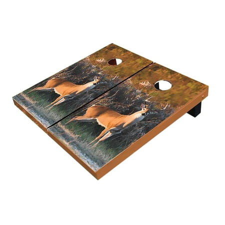 Skip's Garage Deer Wood Solid Wood Cornhole Board Set