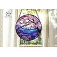 thumbnail image 2 of Cherry Blossom Mountain Stained Glass Suncatcher, Sakura Acrylic Window Art, Japanese Zen Decor, Gift for Her, Spring Nature Landscape Panel 4296987663, 2 of 4