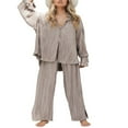thumbnail image 3 of Women Solid Color Long Sleeve Blouse and Straight Fit Trousers, 3 of 9