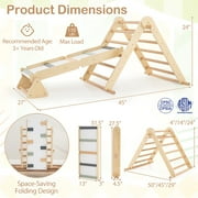 Spaco 3-in-1 Pikler Triangle Climbing Set Kids Foldable Montessori Toys with Ramp, Natural