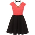 thumbnail image 1 of Little Girl Floral Lace Top Necklace Flower Holiday Party Flower Girl Dress USA Coral 2 JKS 2107 BNY Corner, 1 of 5