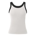 thumbnail image 4 of Women Summer Tops Womens Summer Sleeveless Tank Tops Ribbed High Neck Racerback Slim Fitted Color Block Casual Shirts Crop Thick Top Women Bodysuit College Clothes for Chiffon Business Beige S, 4 of 5