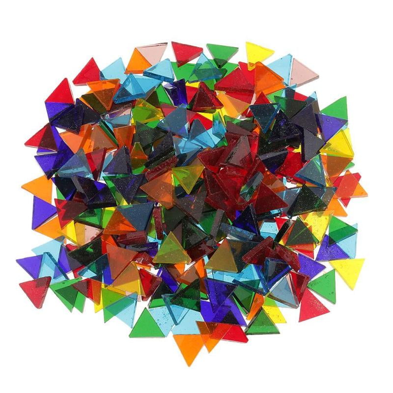 160g Multicolor Triangle Clear Glass Pieces Mosaic Tiles Art Crafts 14mm 