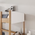 thumbnail image 6 of Twin Size Loft Bed with Desk, Upholstered Loft Bed Frame with Ladder, Safety Guardrails, Rubber Wooden, Teddy Fleece Fabric Headboard and Footboard,Natural, 6 of 8