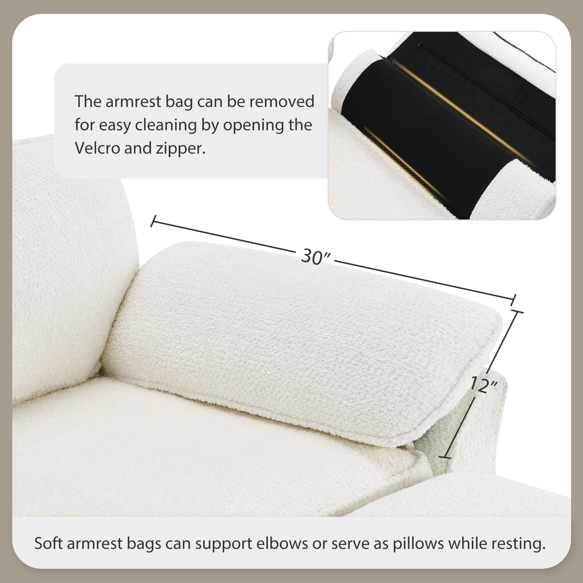EUROCO 81" Modular Convertible Sectional Sofa Bed Set, Combinational 4 Seat Upholstered Sleeper Corner Couch Deep-Seat Loveseat with Removable Armrest Bag and Ottoman for Living Room, White