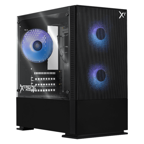 Gabinete Gamer XTREME PC GAMING Air Flow Micro Torre Micro ATX 3 FAN Mesh Cristal Templado ARGB Negro