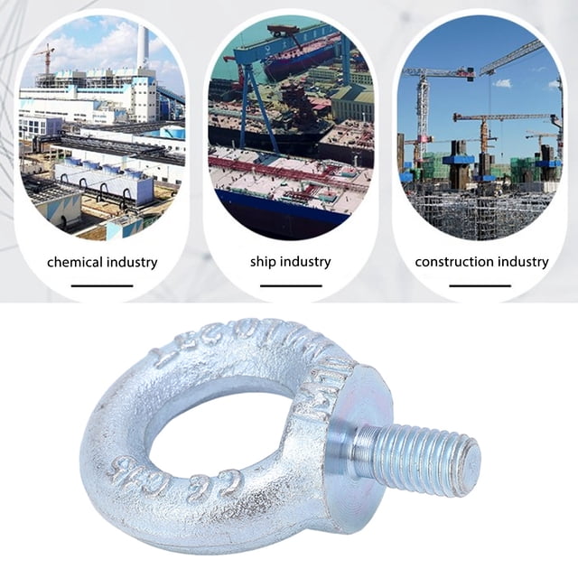 5PCS Lifting Shoulder Eye Bolt, Q235 Steel Electroplating White Zinc Threaded Eyebolt with Deep Clear Thread for Industrial Lifting in Ports Power Steel Shipbuilding