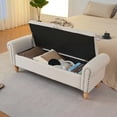thumbnail image 6 of FENGFAN Storage Ottoman Bench, 54.3" Fabric Bench with Solid Wood Legs, Beige, for Living Room Bedroom Entryway, 6 of 8
