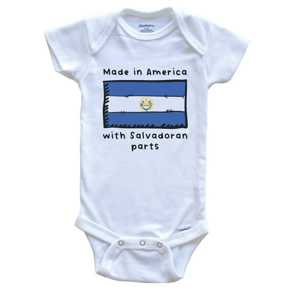 Made In America With Salvadoran Parts El Salvador Flag Baby Bodysuit