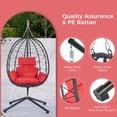 thumbnail image 3 of Egg Chair with Stand, SHINPT Patio Rattan Wicker Hanging Swing Egg Chair with Steel Frame and Soft Cushions, Indoor Outdoor Hammock Egg Chair for Patio, Bedroom, Garden and Balcony, 35Lbs Capacity, 3 of 7