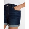 thumbnail image 5 of Time and Tru Women's Mid Rise Roll Cuff Denim Shorts, 4" Inseam, Sizes 0-20, 5 of 6