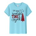 thumbnail image 4 of Lroveb Christmas Shirts for Women It's The Most Wonderful Time Of Year Letter Print Crew Neck Short Sleeve T Shirt Top Graphic T Shirts, 4 of 5