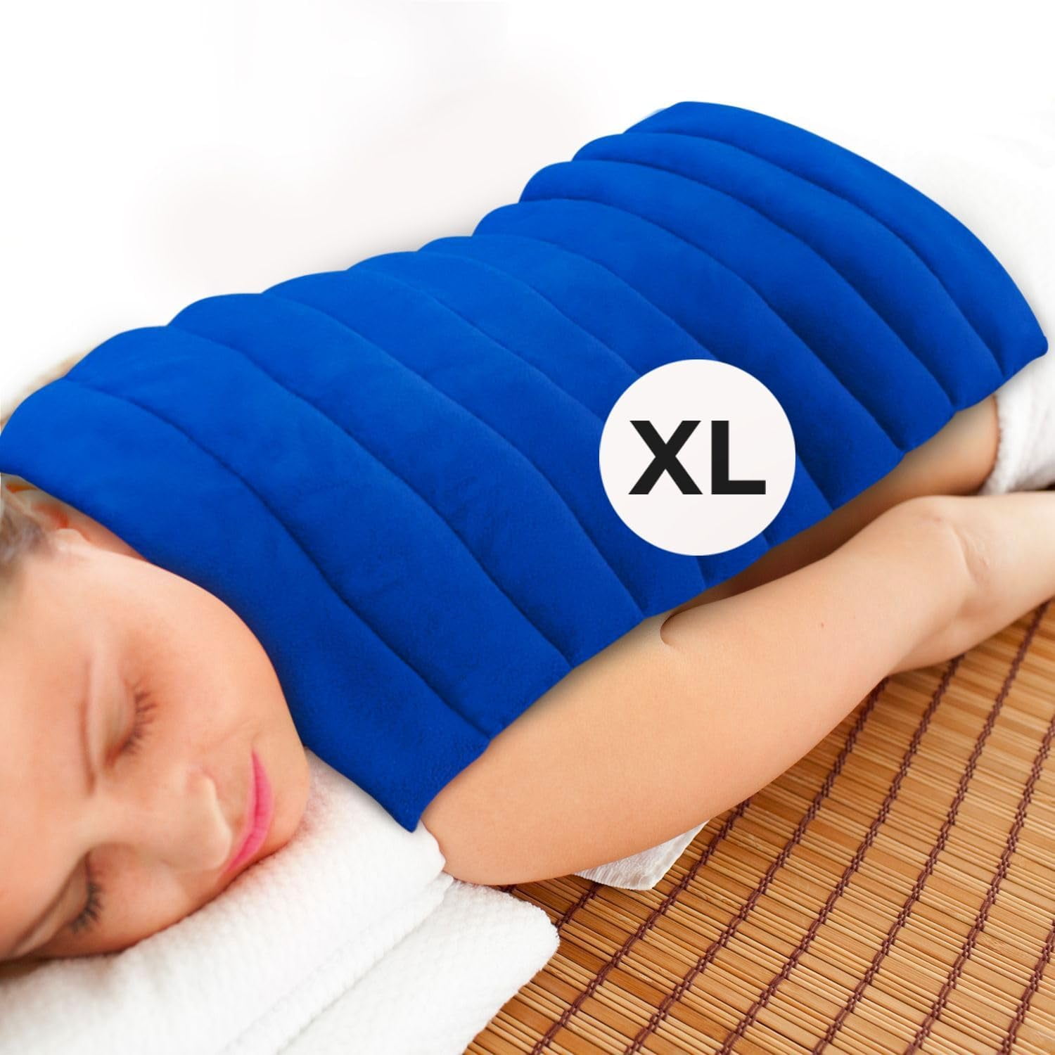 ComfortCloud Microwavable Xl Heating Pad for Neck and Shoulders and Back, Natural Moist Heat Therapy Pads with Washable Cover, 22" X 13" Blue, 1 Ct