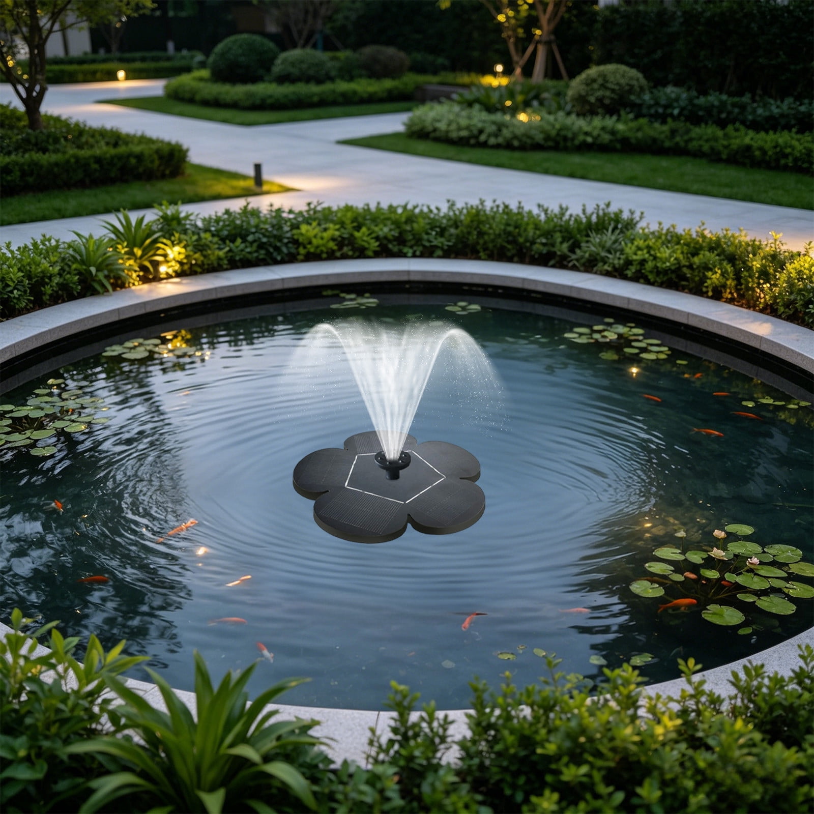 Solar-Powered Outdoor Water Fountain, Automatic Solar Floating Spout Weather-Resistant Compact Fountain for Courtyard Garden Pool Pond Bathroom Outdoor Landscaping, B
