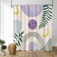 thumbnail image 4 of 72" x72" Purple Boho Shower Curtain Set,Arch Sun Design,Sage Green Minimalistic Leaves Pattern,Waterproof Luxurious Polyester Fabric-12 Hooks-Cute Purple, 4 of 6