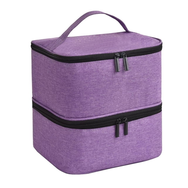 Estuche organizador de esmaltes de uñas, bolsa de transporte de doble capa para maquillaje y perfumes. Violeta