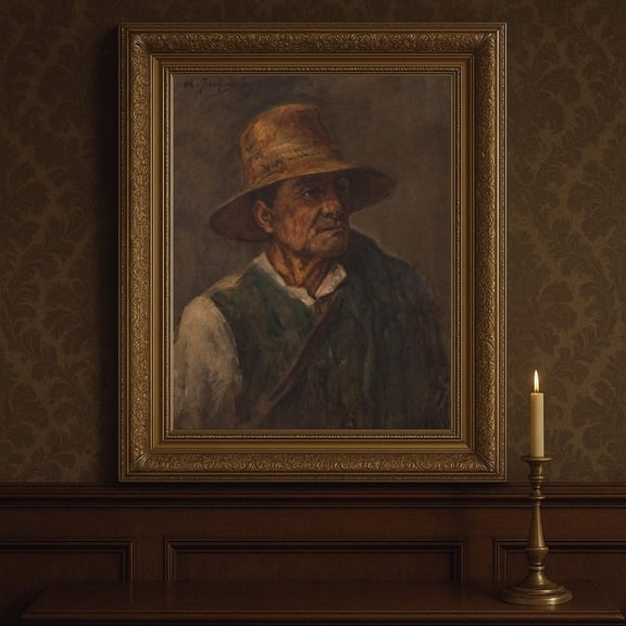 19Th Century Farmer Portrait Poster Moody Vintage Wall Art Home Decor, 8x12 UNFRAMED