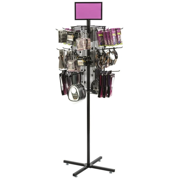 Retail Store Display Rack, Gridwall, with (20) 8" Peg Hooks, Rotates
