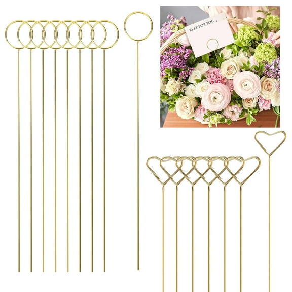 sunsanly 20Pcs Flower Arrangement Card Holder Heart Round Shape Table Number Holder Flower Pick Clips Wedding Decorations Photo Clip Holder