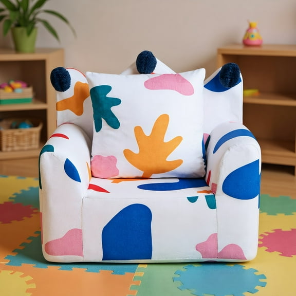 GVN High-density Padding Kids Sofa with Armrest and Extra Pilow-Multicolor, Bedroom Chair for Kids