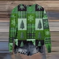 thumbnail image 4 of WTOBBY Women's Fashion Christmas Print Long Sleeve Loose Round Neck Sweatshirt Top for Fall, Holiday Pattern Comfortable Pullover, Casual Wear for Women with Festive Design,Army Green L, 4 of 4