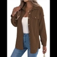 thumbnail image 3 of Camisa de Punto para Mujer, de Otoño, de Corta, de , de Larga, con Botones Café M, 3 of 9