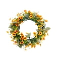 thumbnail image 2 of Corona artificial de seda artificial con flores para decoración de interiores y exteriores. Coronas de primavera. Corona de margaritas, 2 of 9