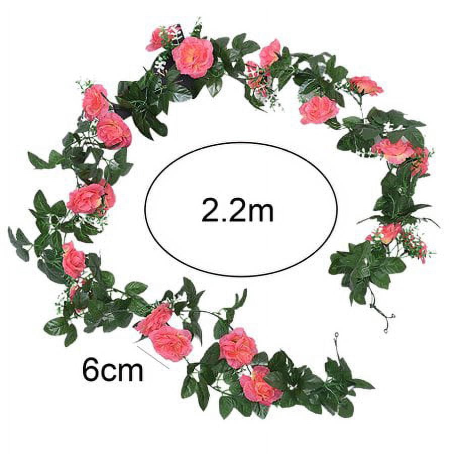 Morttic 7 Feet Fake Rose Vine Flowers Plants Artificial Flower Hanging Rose Ivy Home Hotel Office Wedding Party Garden Craft Art Decor (Rose Pink ,4pcs)