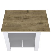 Kitchen Island Table, 35 High, White/, 3 Open Shelves - Spacious Work Area H Functional Countertop