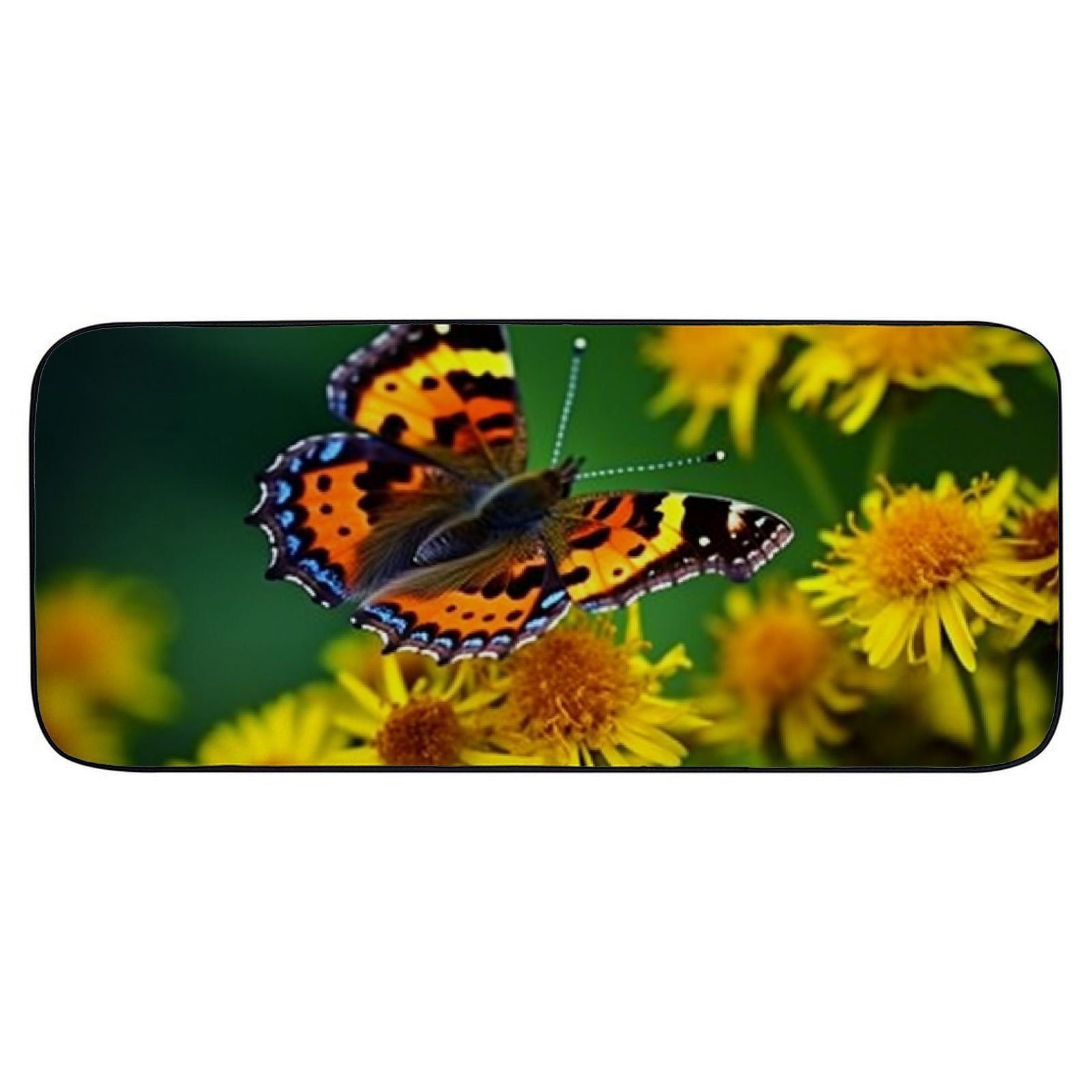 PHYHOO Decorative Door Mat, Door Mat with Non-Slip Rubber Backing, Easy Cleaning, Traps Dirt, Rug for Entry, Patio, Garage - Butterfly Yellow Flowers Yellow Insect Close 19.68*47.24 in